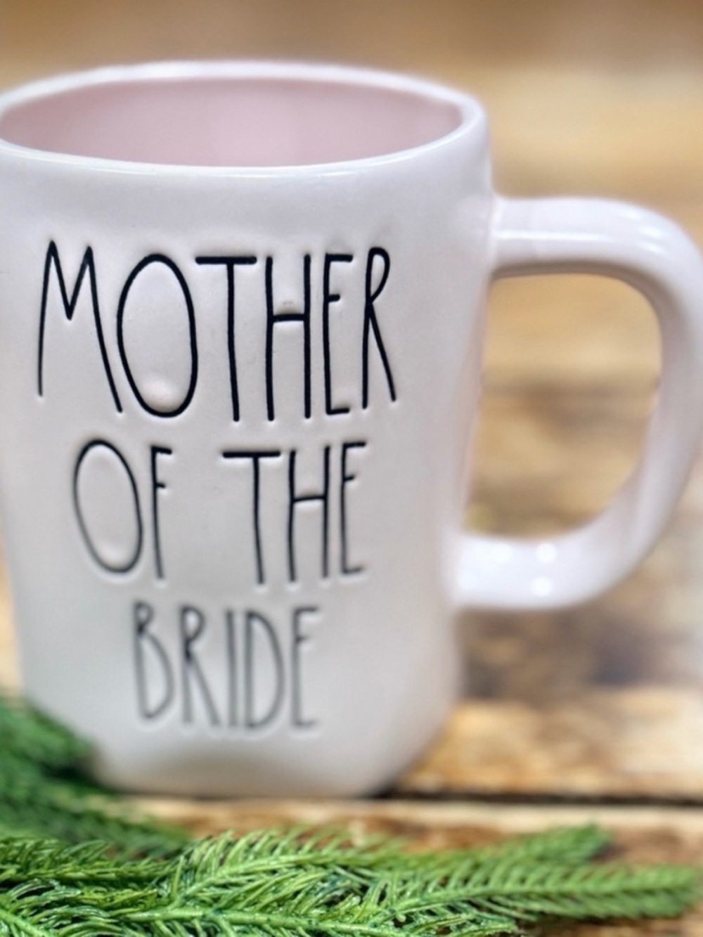 Rae Dunn 'MOTHER OF THE BRIDE' Mug with Pink Interior